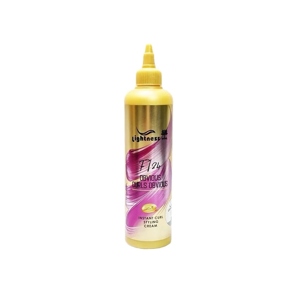 Lightness-Curls-Obvious-Hair-Cream-300-ml کرم و ماسک مو موشکی حالت دهنده لایتنس مدل CURLS OBVIOUS مناسب موی فر با بدنه بنفش حجم ۳۰۰ میل